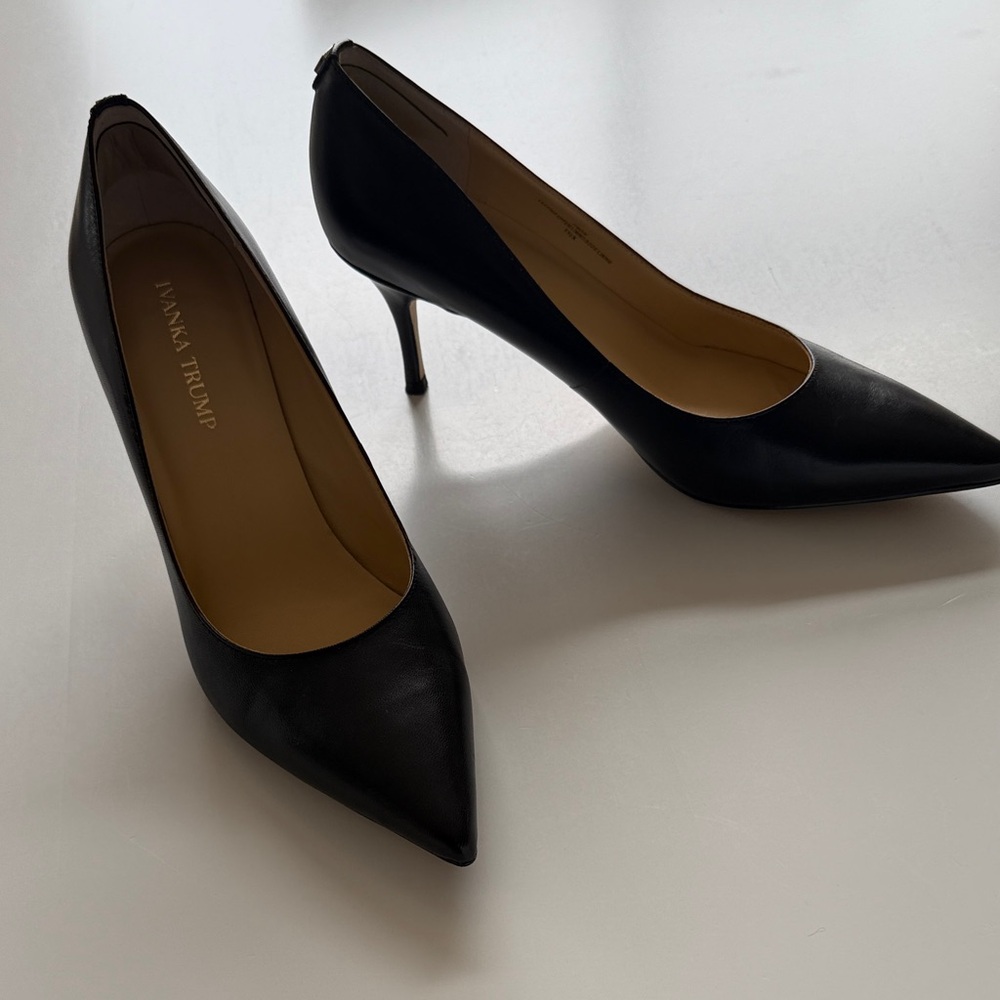 Ivanka Trump black leather high heels.  Size 9 1/2 narrow.